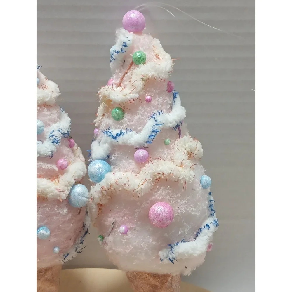 Lot of 3 Pink Ice Cream Ornaments Pastel Christmas Candy Land Tree Decorations